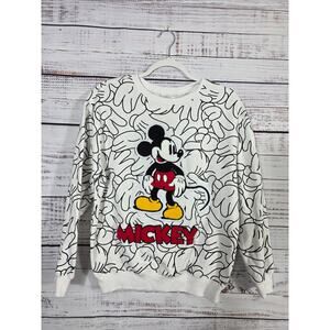 Disney 100 3D Mickey Mouse Crewneck Sweatshirt White Glove Print Size Unisex S